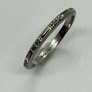 Art Deco Platinum Iridium Wedding Band 1920s Stackable Ring 2mm Wide Size 5.25 - Picture 1 of 10