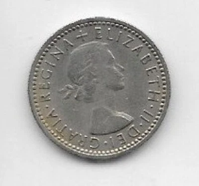 Moneda de seis 6 peniques 1961, reina Isabel II, Foto 1 de 2