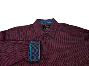 Camisa Buttercloth Geométrica Puño Abatible Abotonada Para Hombre 3XL Calce Regular Roja - Imagen 1 de 12