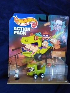 Hot Wheels Rugrats Movie (1998) Tommy Chucky Reptar Wagon Figure Action Pack Set - Picture 1 of 3