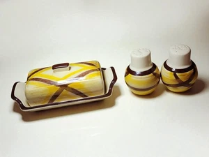 Vernonware Organdie Butterdose & Shaker Set Vintage 1950er USA Keramik - Bild 1 von 9