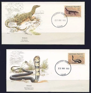Togo: 1990 Reptiles Audubon Society First Day Covers - Picture 1 of 1