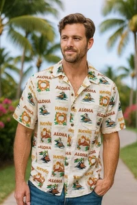 Vintage 90s First Down Southern Rim Hawaii Aloha Novelty Shirt XL Vacation Luau - Picture 1 of 10