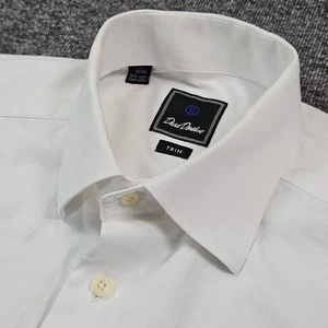 Camisa de vestir DAVID DONAHUE para hombre ajuste blanco puño francés algodón 17 34/35 - Imagen 1 de 18