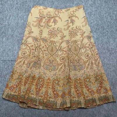 Falda Coldwater Creek Marrón Cachemira Floral Boho Hippie - Talla L Foto 1 de 4