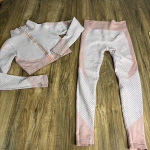 New Mix Workout Outfit Women's Medium Pink/ White Full Zip Top - Picture 1 of 9