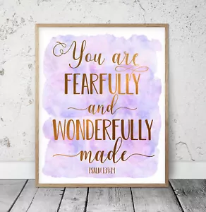 Estás Femerosa y Maravillosamente Hecho, Salmo 139:14, Biblia Versículo Impreso Decoración - Imagen 1 de 5