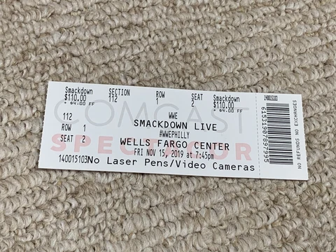 WWE Philadelphia Smackdown November 2019 Ticket Stub WWF Top Loader WWF Cover