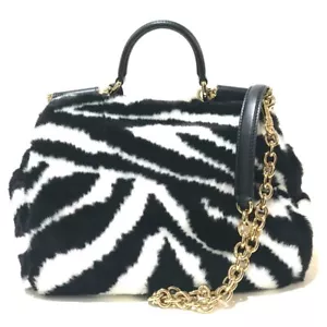 UNUSED DOLCE&GABBANA Zebra pattern With charm Sicily 2 Way Hand Bag - Picture 1 of 7