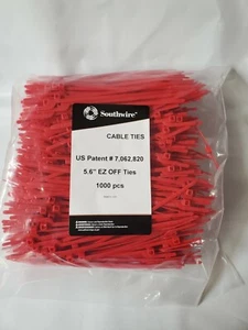 6" EZ-Off Tear Away Nylon Cable Zip Tie, Red, 1,000 Count - Picture 1 of 2