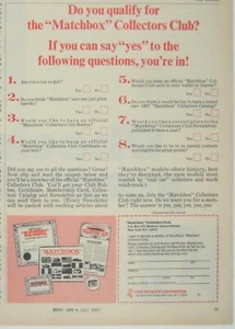 Vintage 1967 Matchbox Collectors Club Print AD - Picture 1 of 2