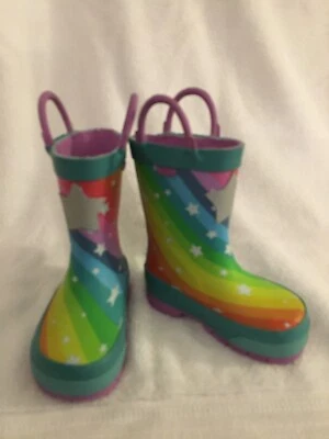 BOTAS DE LLUVIA IMPERMEABLES WESTERN CHIEF TALLA 5 ARCO IRIS Y ESTRELLAS NUEVAS Foto 1 de 4
