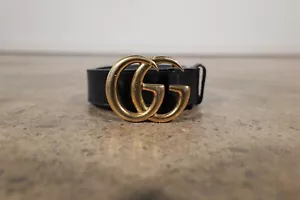 Gucci GG Marmont Gold Buckle Slim Gürtel 414516 Schwarz Leder - 85 - 34 - Bild 1 von 8