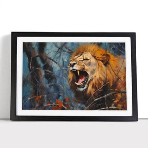 Lienzo enmarcado expresionismo león arte de pared impresión póster imagen, decoración del hogar - Imagen 1 de 9