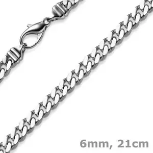6mm Panzerarmband Armband Armkette aus 750 Gold Weißgold massiv 21cm Herren - Bild 1 von 2