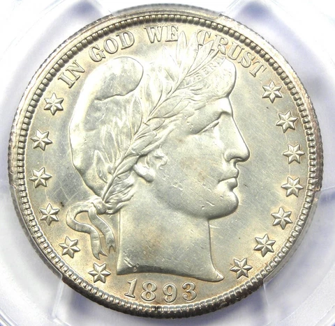 1893-O Barber Half Dollar 50C - PCGS Uncirculated Details (MS UNC) - Rare Coin! Cover