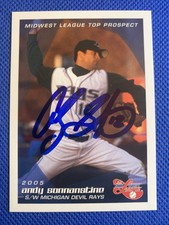 2005 Midwest League Top Prospect Andy Sonnanstine Auto Signed Autograph Rays 