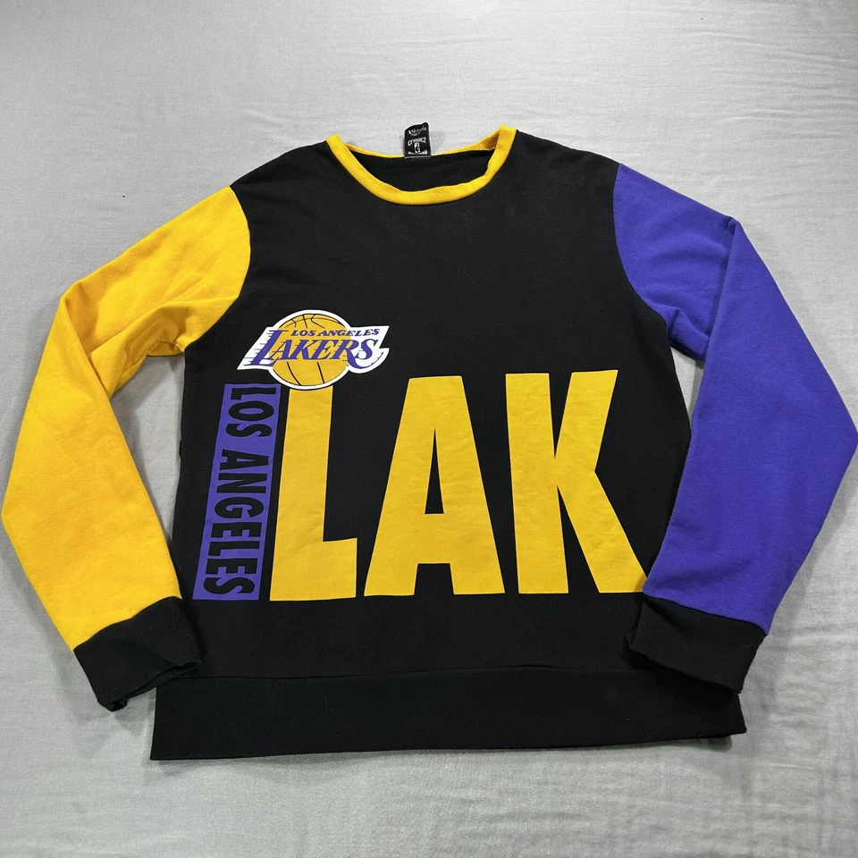 Свитер взрослый LA Los Angeles Lakers большой цветной блок из твердой древесины классика ретро мужской - Изображение 1 из 4