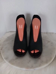 Lucky Brand Womens Size 8.5 Joal Peep Toe Ankle Boots Block Heels Shoes Leather  - Picture 1 of 19