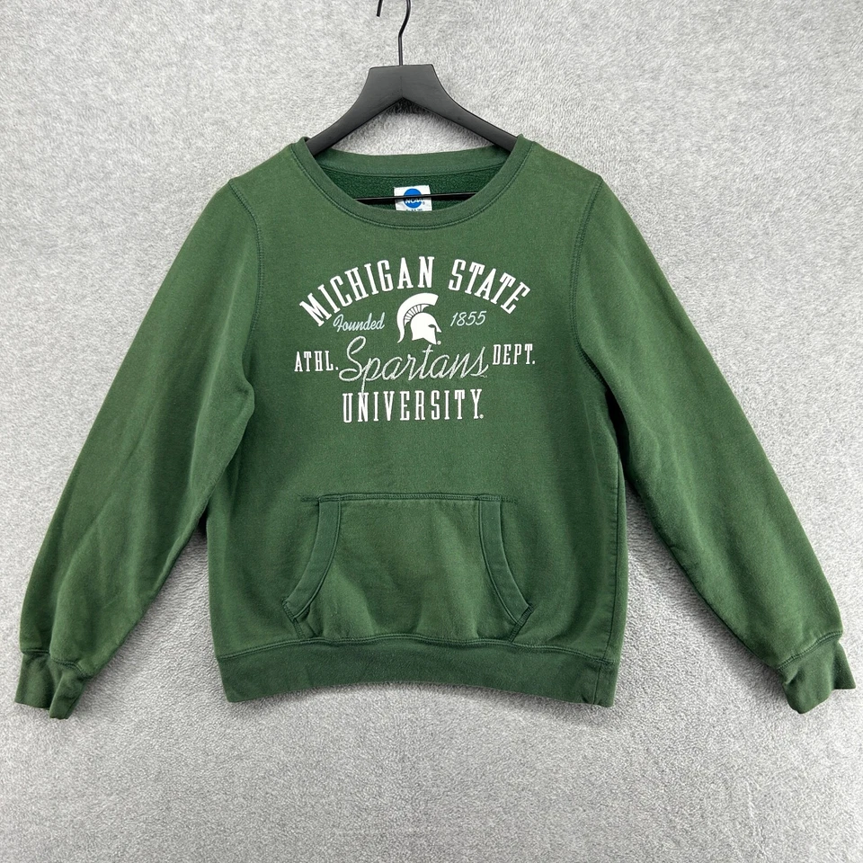 Sudadera Michigan State para mujer talla grande verde manga larga bolsillos NCAA KA Foto 1 de 4