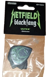New HETFIELD Black Fang 6 Pack Guitar Picks Ultex .94 Riff Pick Metallica - Picture 1 of 4
