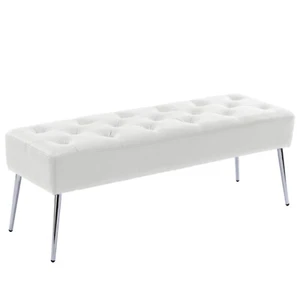 Modern Leather Upholstered Bench Velvet Bench for Bedroom Entryway Ottoman Bench - Picture 1 of 97