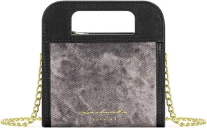 Mini Cartera Plegable, Mujer, Cadena para el Hombro, Cuero PU, Textura Denim, 4X4", Negra - Imagen 1 de 9