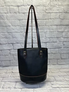 TOMMY HILFIGER Coated Canvas Deep Bucket Shoulder Strap Bag Black Midsize - Picture 1 of 15