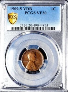 1909 S V.D.B. Lincoln Wheat Cent Penny PCGS VF20 - Picture 1 of 5