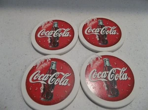 Vintage Coca Cola Keramik Stein Untersetzer 4er Set - Cola Untersetzer Korken Böden - Bild 1 von 3