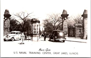 Main Gate US Naval Training Center Great Lakes Illinois RPPC - Picture 1 of 2
