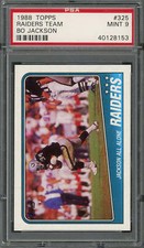 Bo Jackson LA Raiders 1988 Topps Rookie Card RC #325 Graded PSA 9 MINT