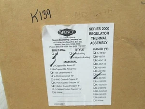 Spence Series 2000 Regulator Thermal Assembly Bulb Dia: 1" (NIB) - Picture 1 of 5