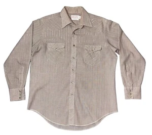 Vintage Wrangler Western Silver Shimmer Snap Shirt 17x34 Long Tails Perm Press USA - Bild 1 von 9