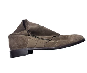 Johnston & Murphy Brown Suede Lola Wrap Ankle Boot Metal  Bar Accent Women's 8 M - Picture 1 of 10