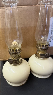 2 Small Vintage Lamplight Farms Oil Lamp Made In Italy 8" Functioning Lamps - Image 1 of 4