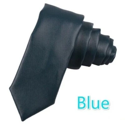 New Wedding Lambskin Real Stylish Neck Tie Men Blue Genuine Partywear Leather - Image 1 of 3