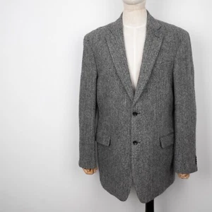 PAUL FREDERICK x HARRIS TWEED Mens Gray Herringbone Wool Blazer Size 42R 52R XL - Picture 1 of 15