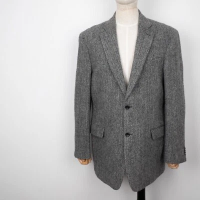 PAUL FREDERICK x HARRIS TWEED Mens Gray Herringbone Wool Blazer Size 42R 52R XL - Image 1 of 4