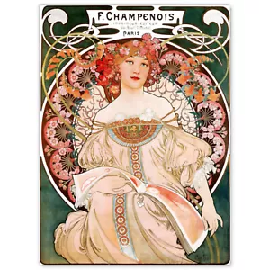 F Champenois KUNSTDRUCK POSTER Alphonse Mucha 1898 Werbung Anzeige Jugendstil - Bild 1 von 6