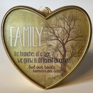 Corazón Dorado "Ramas Familiares de un Árbol..." Pieza de Decoración Día de San Valentín - Imagen 1 de 5