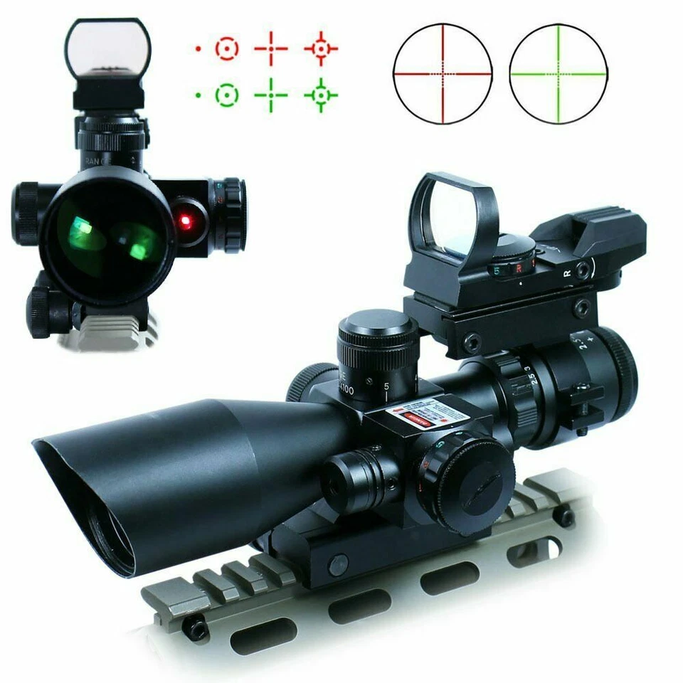 Escopo de rifle 2.5-10X40 com laser vermelho e mira holográfica de ponto verde-vermelho - Imagem 1 de 4