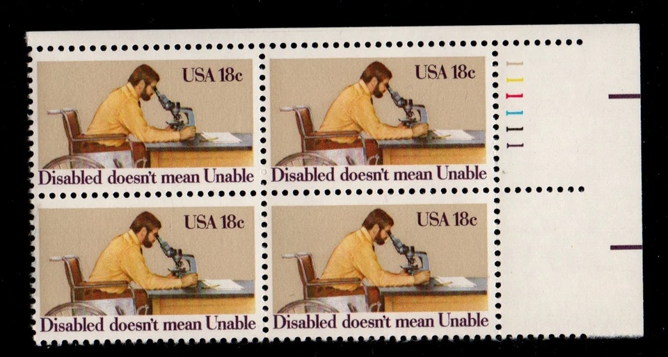 ALLY'S STAMPS US Plate Block Scott #1925 18c Disabled Persons [4] MNH F/VF [STK] - Image 1 of 1