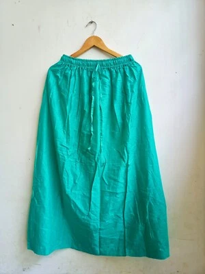 Indian Cotton Teal Green Solid Print Skirt Women's Clothing Partywear Skirt US - Image 1 of 2
