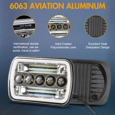 Pair 5X7 INCH LED HEADLIGHTS HILUX UPGRADED HEAD LIGHT REPLACEMENT H4 HI/LO BEAM Foto 1 de 4