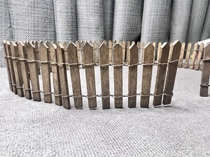 Miniature Village Decor Wood Wire Brown Picket Fence Posable - Picture 1 of 7