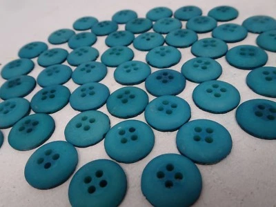 Turquoise w/ Mottled Black Border 4-Hole Raised Button 17mm Lot of 4 B602-4 - Image 1 of 4