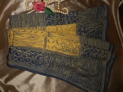 Bufanda de seda VinTage Carlisle gris oro amarillo dobladillo enrollado regordete Foto 1 de 4