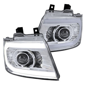 Fits 2007-2013 Chevy Avalanche Tahoe Suburban Led Drl Tube Projector Headlights