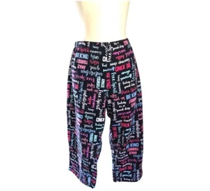 Women’s Inspirational Print Black Capri Cotton Pajama Pants 2X - Picture 1 of 3